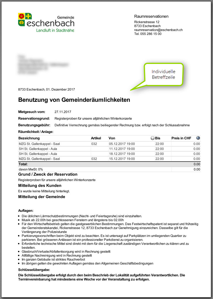 Individuelle Betreffzeile